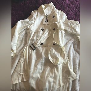 BLITHE LA High-Low Pea Coat Jacket in White